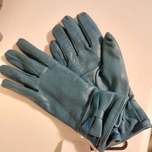 Vegan leather teal gloves